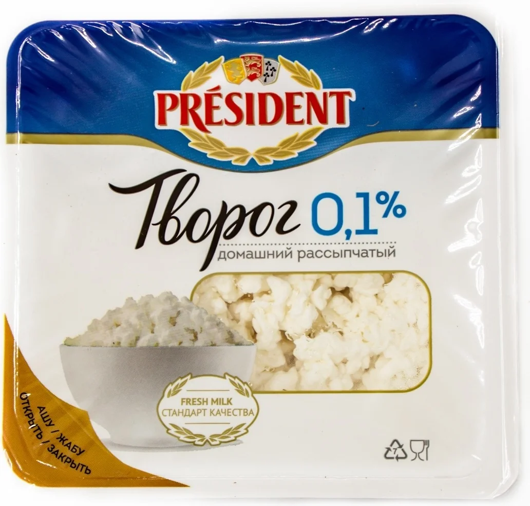 творог президент 0% 450г